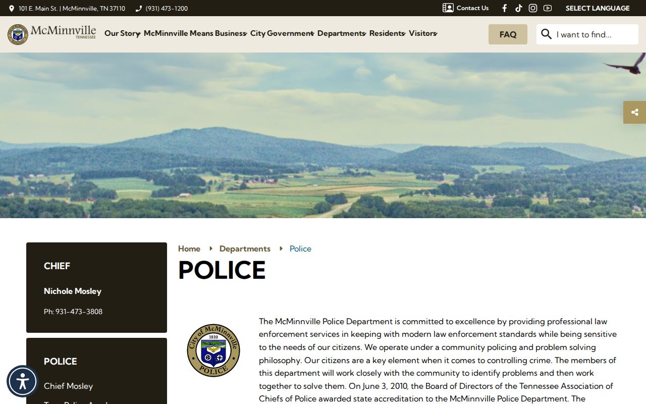 McMinnville Warren County police arrest records official department page