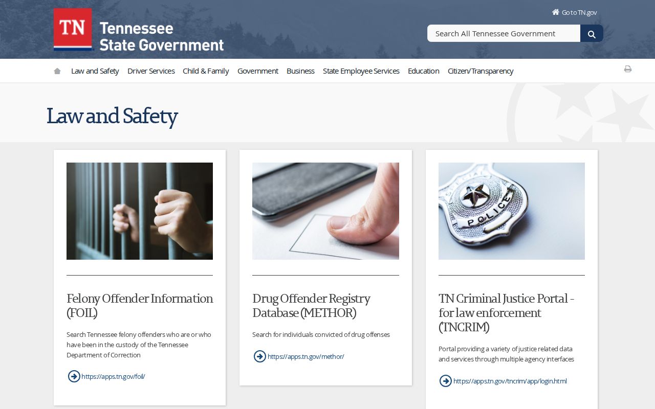 Tennessee law and safety applications relevant to Warren County state offender records